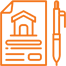 icons_18 A green background with an orange drawing of a house.